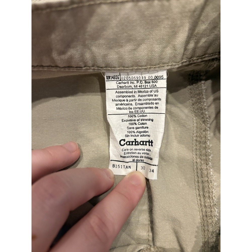 Carhartt B151 Carpenter Pants Men's 30x34 Tan Relaxed Fit Utility Workwear Cotto - Picture 4 of 7